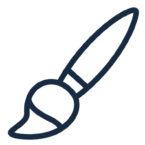 Blue paintbrush icon on black background