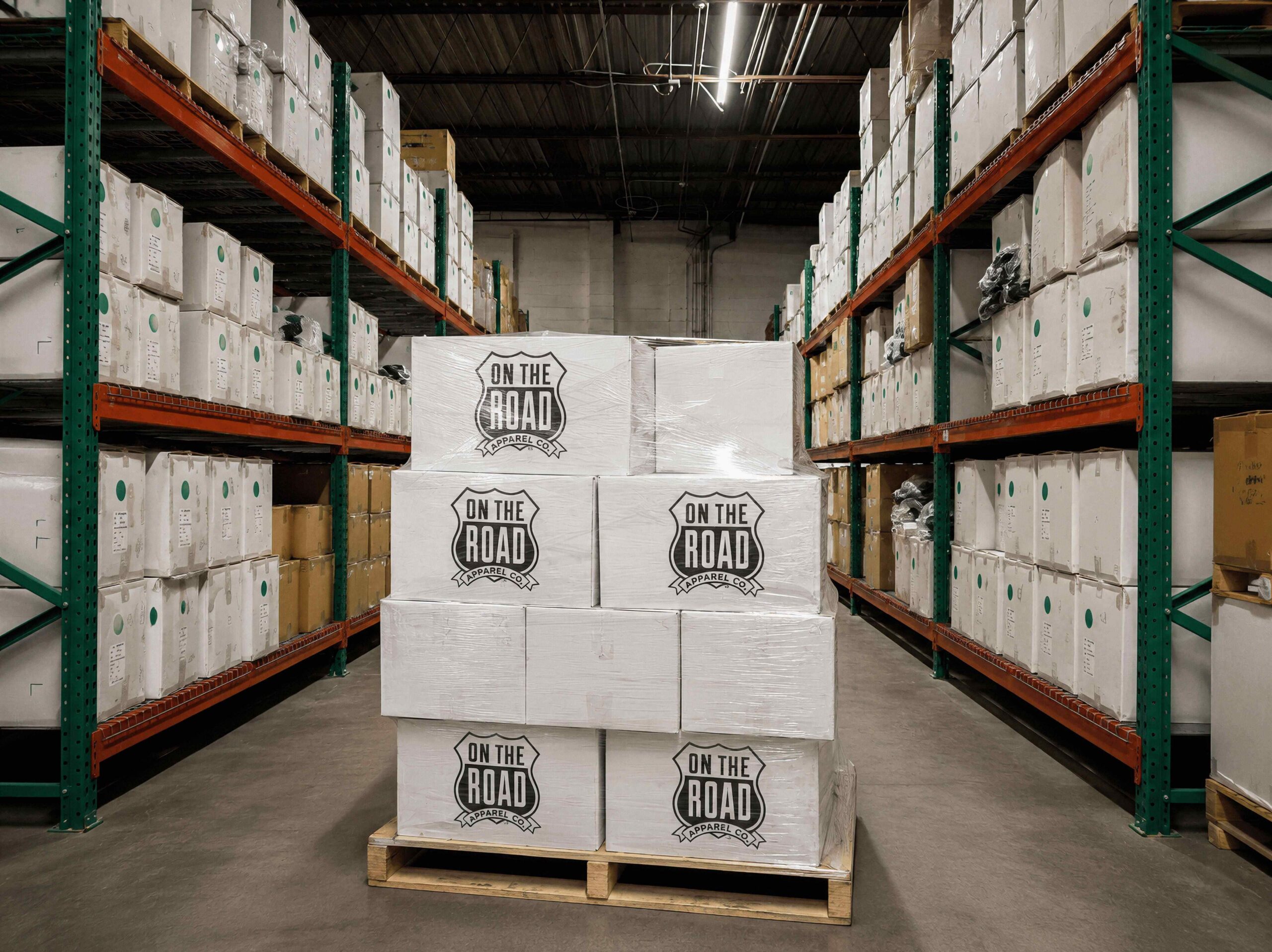 Stacked On The Road boxes on pallet