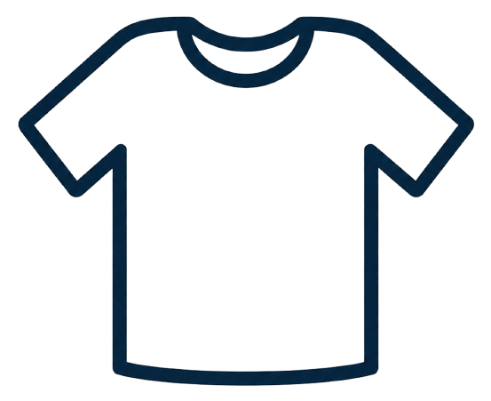 Blue outlined T-shirt icon on black